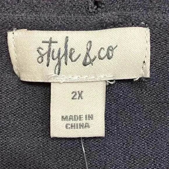 NWT STYLE & CO WOMENS SIZE 2X OPEN FRONT LIGHTWEIGHT SWEATER DUSTER GRAY BLACK - Picture 4 of 9